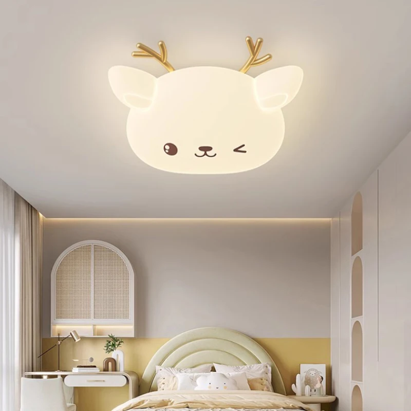 Nordic Children's Room Ceiling Lamps Cute Fawn Lamp Modern Warm Baby Room Princess Room Little Girl Boy Bedroom Ceiling Lights