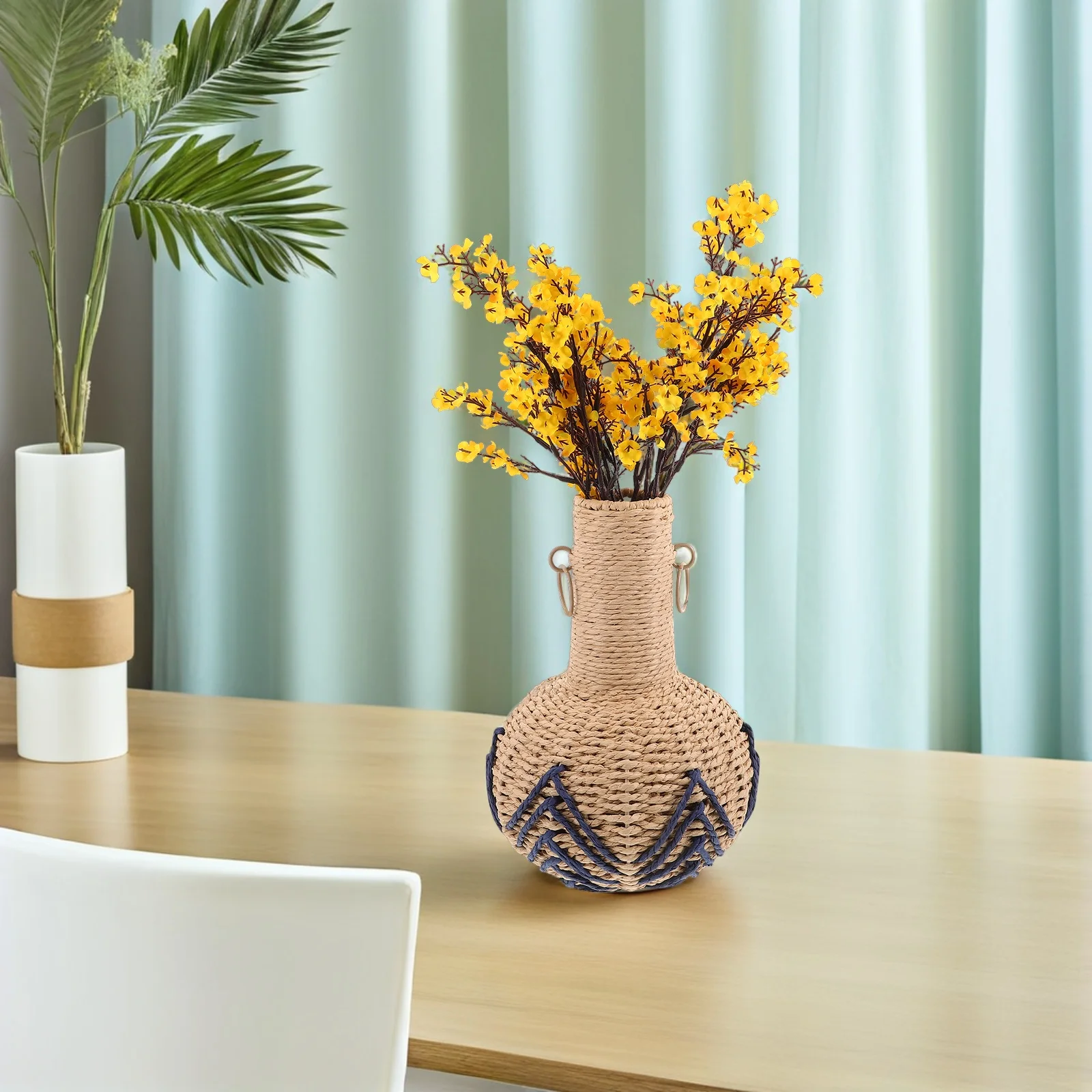 

Handwoven Vase Rustic Flower Basket Office Flowers Decorative Imitation Wicker Manual