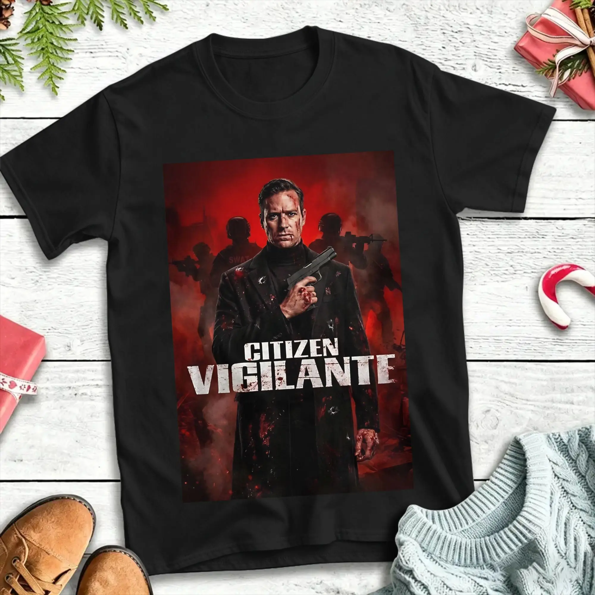 Men's Citizen Vigilante T-Shirts  Pure Cotton Clothes Summer Vintage Short Sleeve T Shirt O Neck Hip Hop Print Tshirt