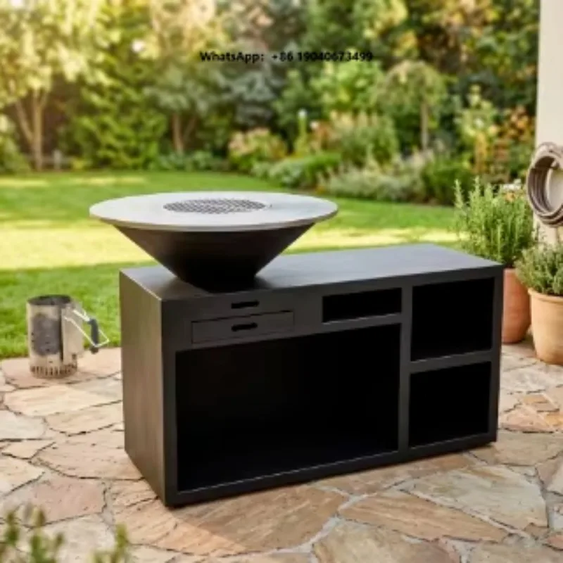 Modern Stainless Steel Gas Grill and Fire Pit for Kitchens Easily Assembled Outdoor BBQ Barbecue XH