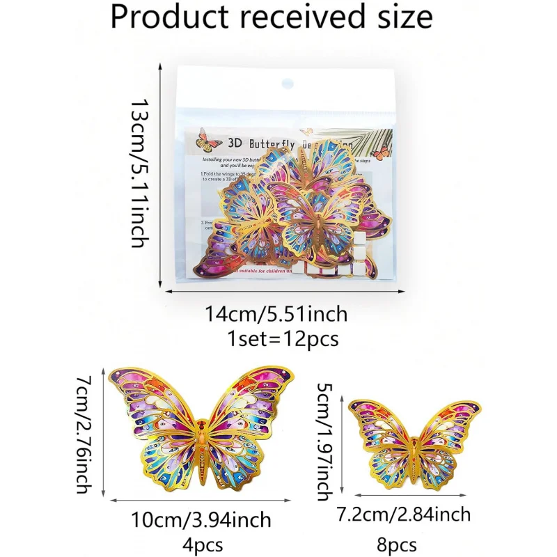 جدار ثلاثي الأبعاد - 24 قطعة ديكورات للحفلات وأعياد الميلاد والغرفة والخزانة - ملصقات جدارية وحرف يدوية