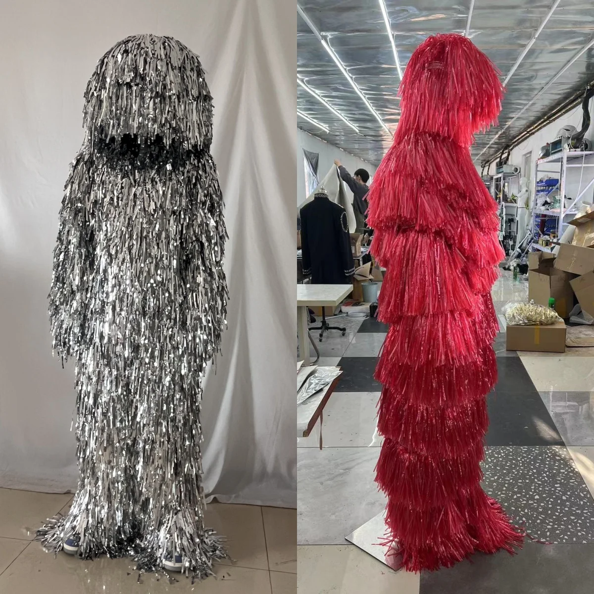 

Fringe Scarecrow Suit Modern Dance Nightclub Stage Performance Holiday Dress Colorful Modern Dance Fringe Spandex Costume