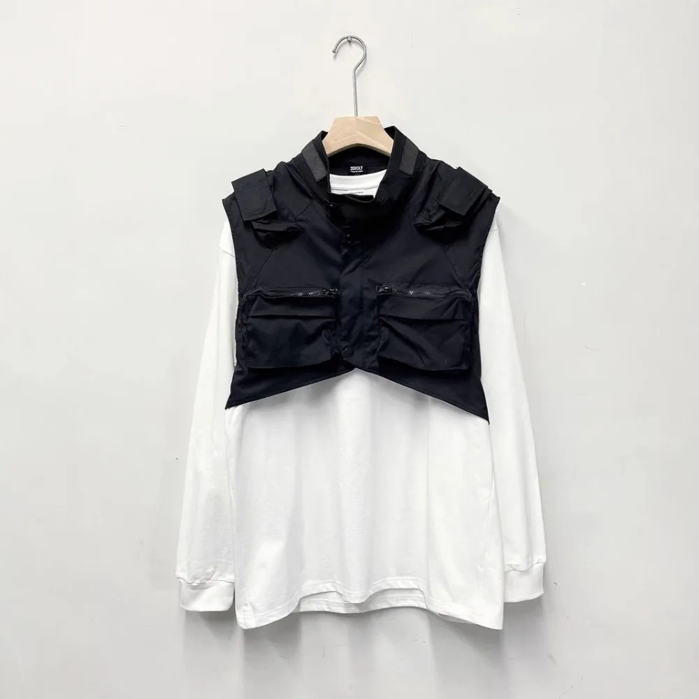 Functional Zipper Three-dimensional Pocket Workwear Vest Men's Tactical Streetwear Casual Vests Loose Workwear Jacket