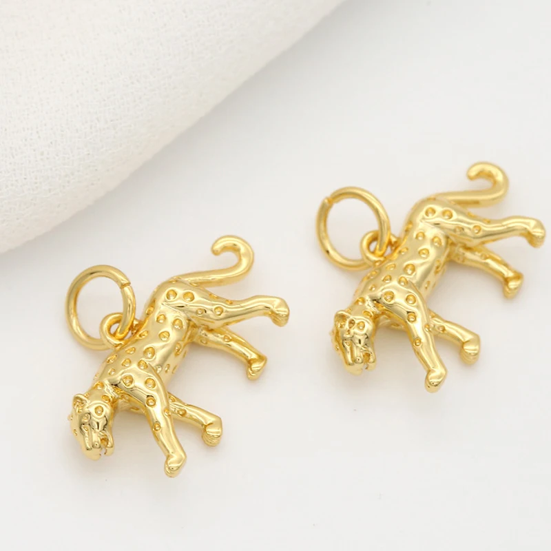 Brass Leopard Charms for DIY Handmade Jewellery