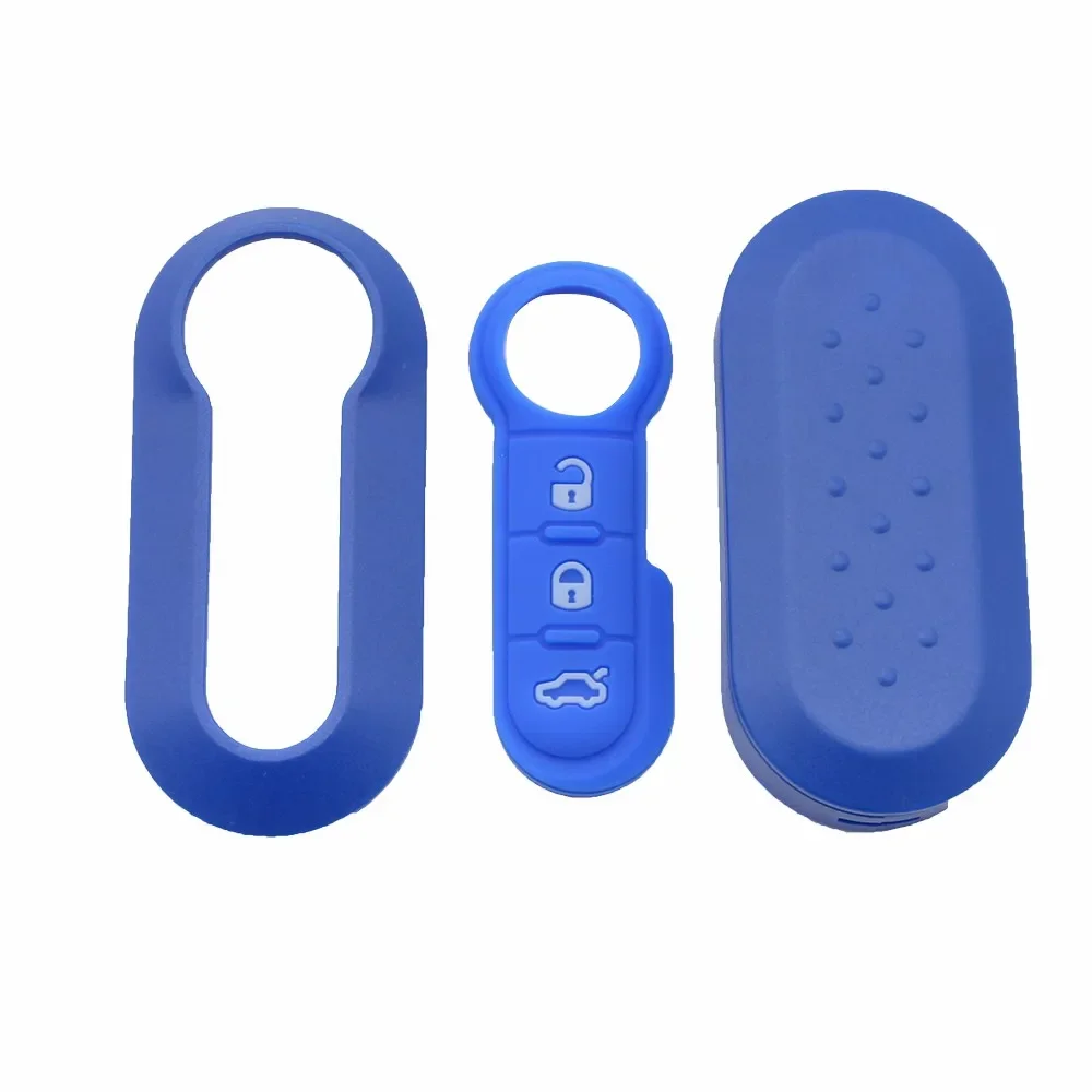 Xinyuexin 3 Button Remote Key Shell Case with Colorful Silicone Pad for Fiat 500 Panda Punto Bravo Doblo Ducato Car Accessories