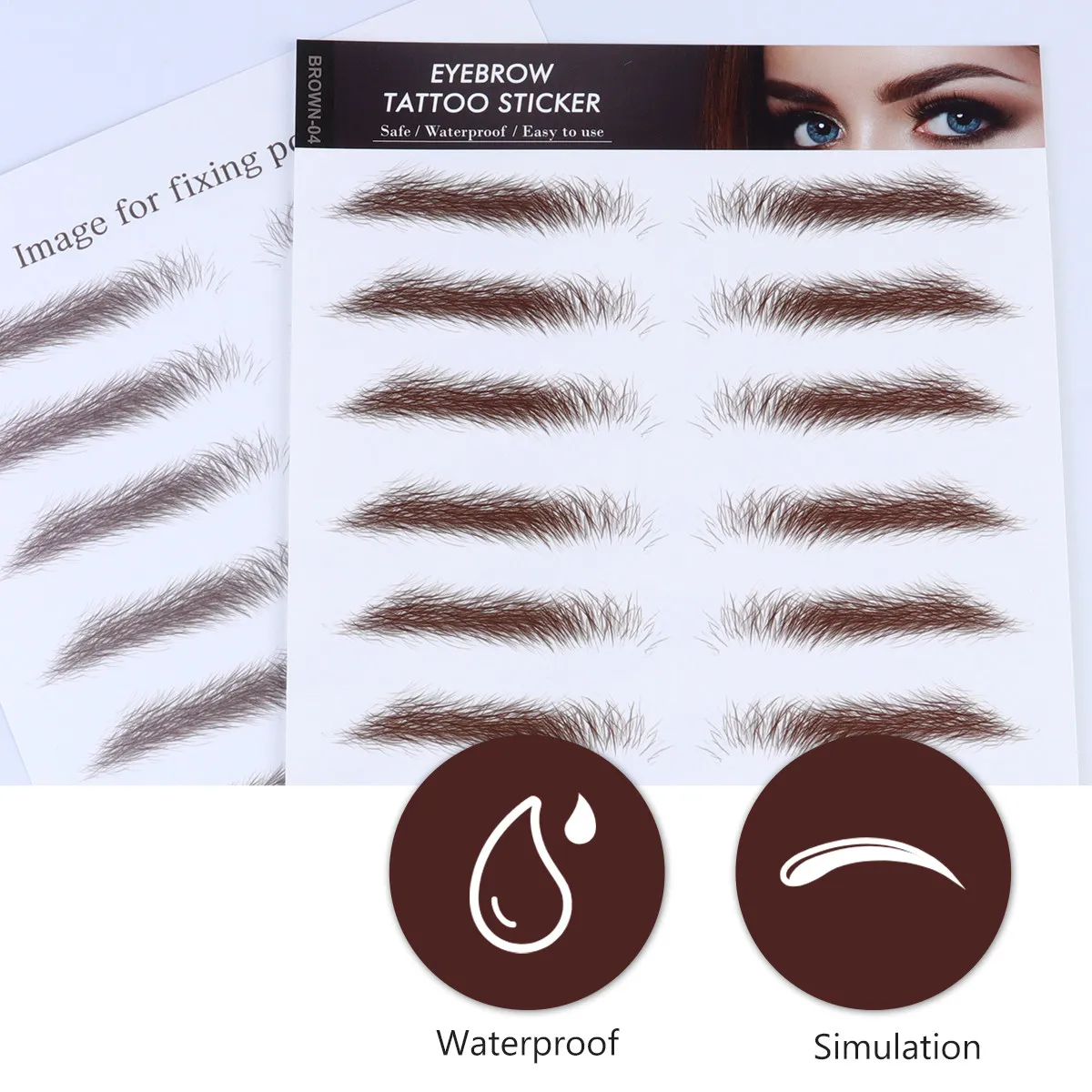 

4Pcs 6D Hair-Like Eyebrow Stickers Waterproof Reusable False Eyebrows Cosmetics for Women Face Shaping Straight Style