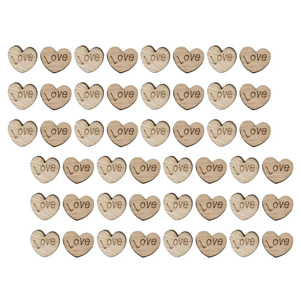 100pcs Wooden Heart Cutouts Natural Wood Grain Rustic Wedding Table Scatter DIY Craft Decor