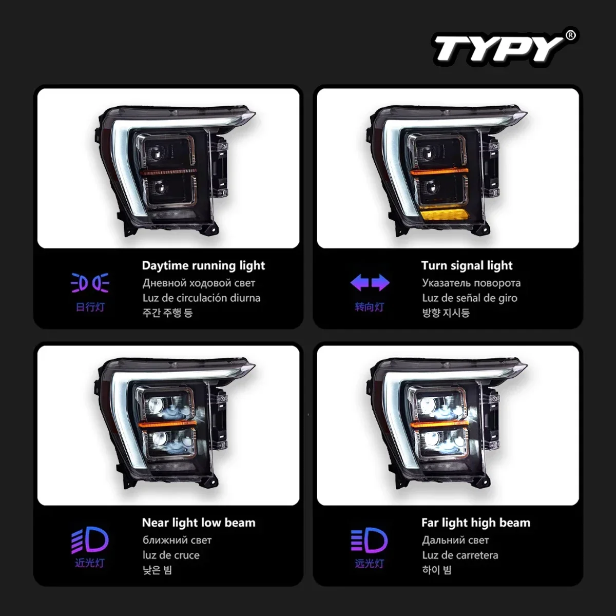 

TYPY Car Lights For Ford Ranger F150 Headlight LED Projetor head Lamp Daytime Running Light 2021-2023 Automotive Accessories