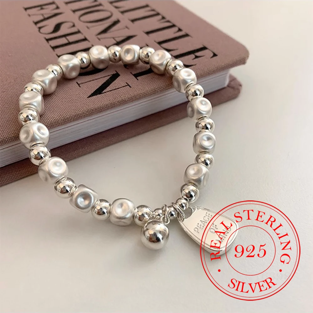 Prawdziwe pieniądze koreański 925 srebro geometryczne guz kwadraty Charm bransoletka dla kobiet dziewczynki Homme Wedding Party biżuteria prezent