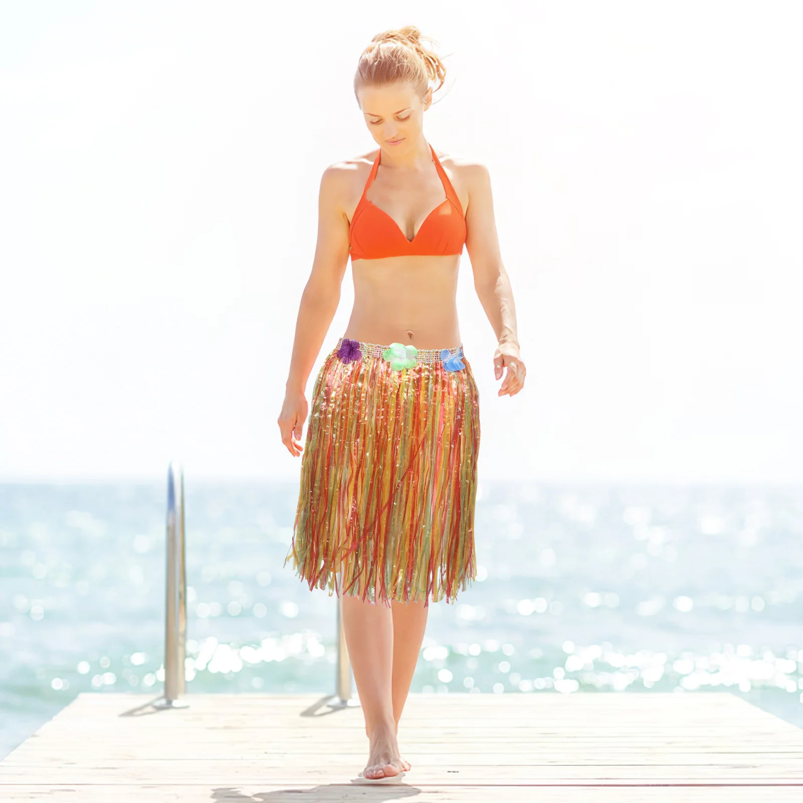 

Coconut Bra Hawaiian Grass Skirt Set Tropical Luau Party Dance Outfit Summer Beach Lei Costume Hawaiian Outfits for Women