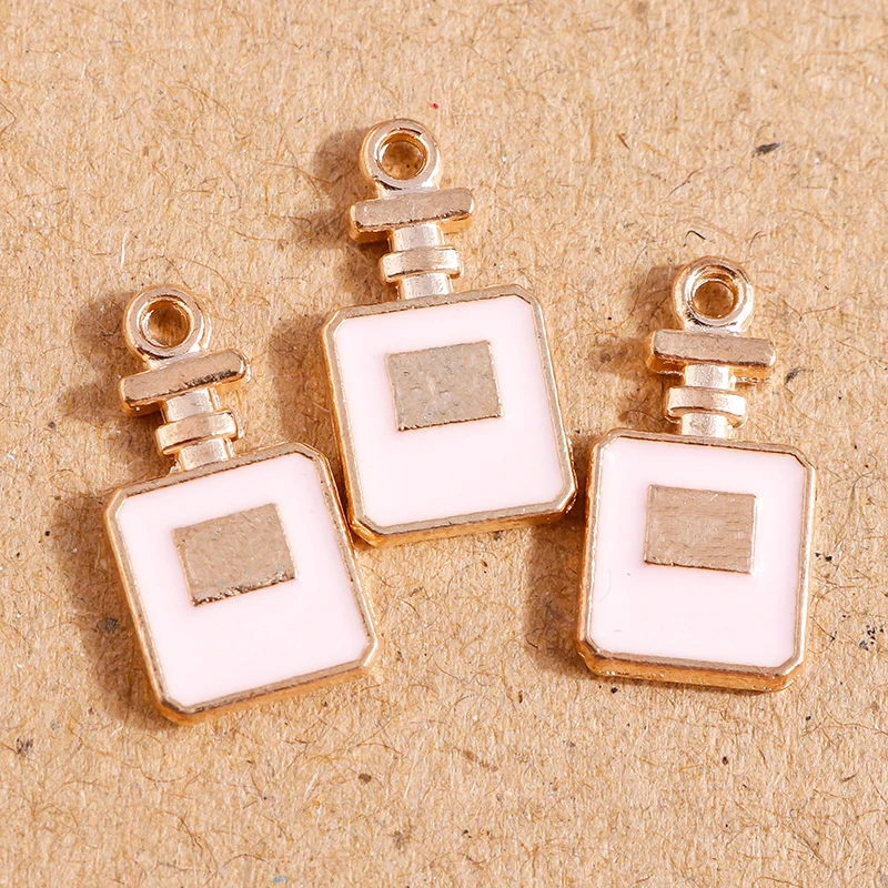 10pcs 9*16mm Alloy Enamel Perfume Bottle Charms Pendants for Cute Necklaces Drop Earrings Keychain DIY Jewelry Making Findings