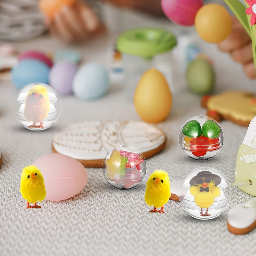 

50pcs Transparent Egg Twisting Ball Clear Plastic Fillable Balls For Vending Machine Claw Games Party Favors Easter Prizes Diy
