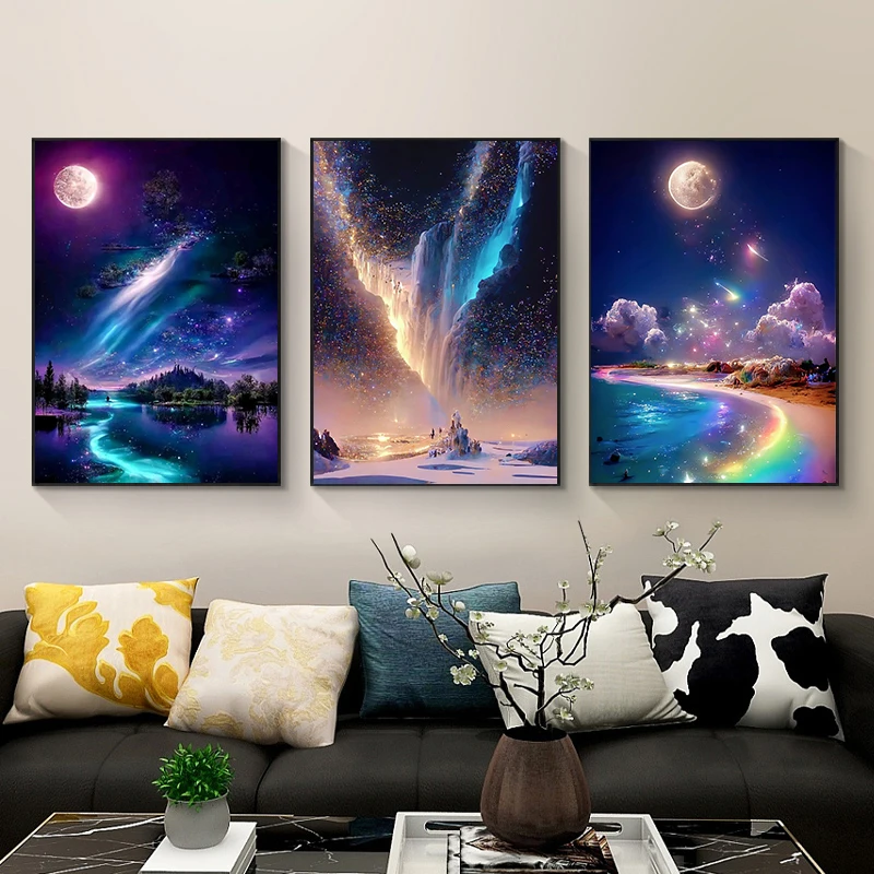 5D DIY Diamond Painting Fantastic Nature Scenery Mosaic Diamond Embroidery Painting Full Round Rhinestone Home Decor Gift