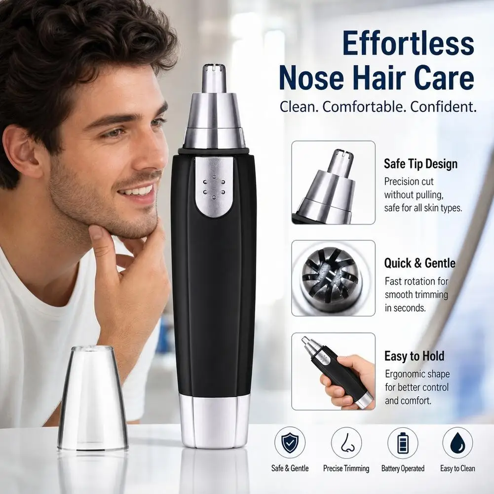Electric Nose Hair Trimmer Eyebrow Trimmer, Nose Hair Trimmer, Scissors Clean Trimer Razor Remover Kit