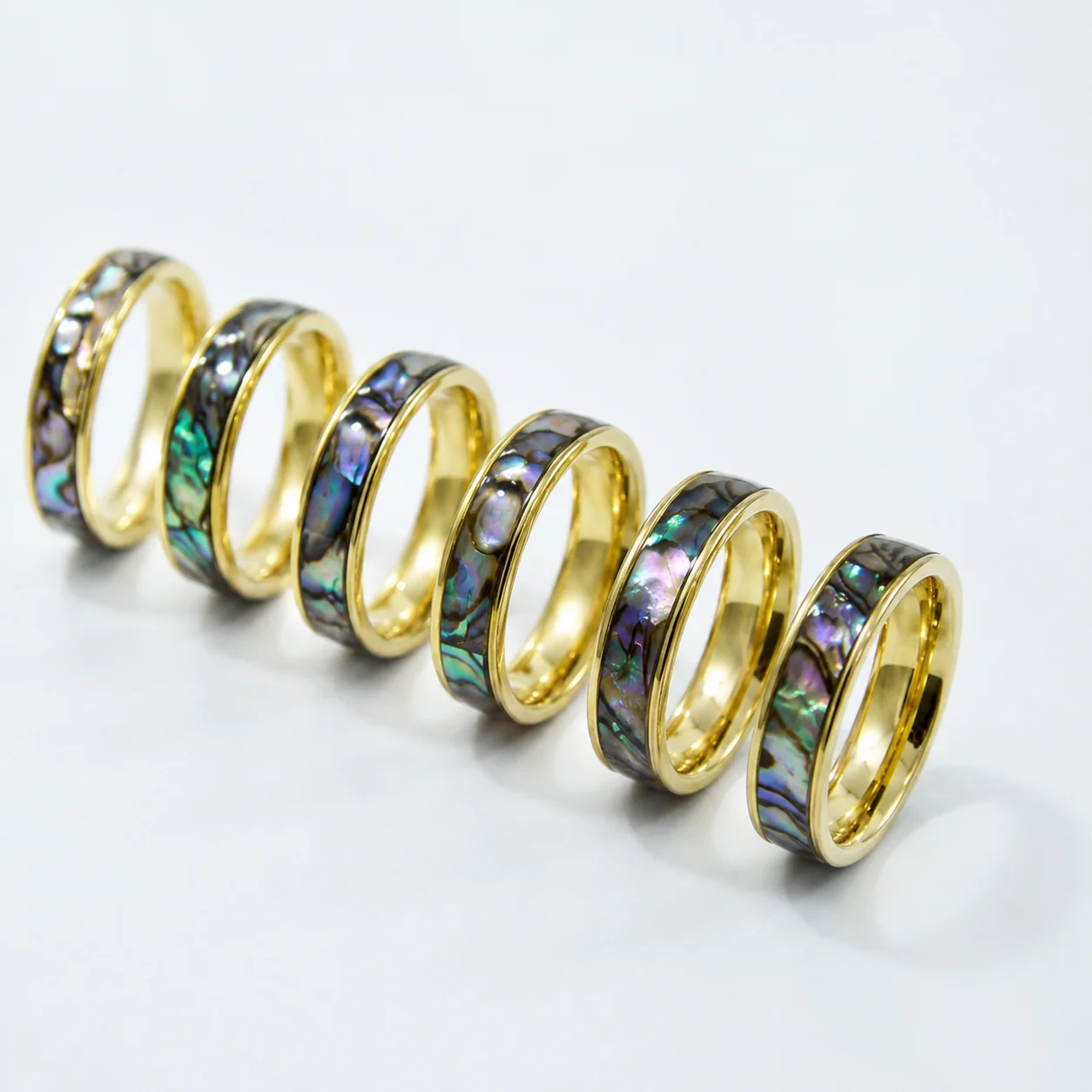 20 Stück Modische Natürliche Muschelringe aus Edelstahl, Nie Verblassend, für Damen und Herren, Schmuck in Großmengen LR4029 – Detail 8