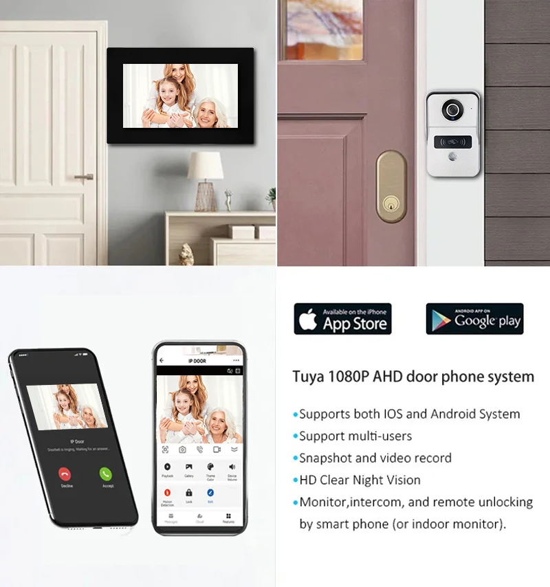 Imagem -05 - Tuya Inteligente Wifi Polegada Sistema de Vídeo Porteiro para Apartamento Casa Monitores Kit 1080p Campainha com Câmera em Casa Privada