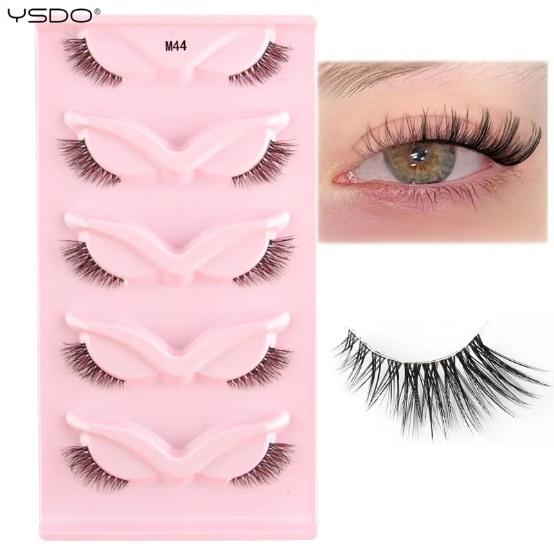YSDO 3/5 paia di ciglia per occhi di volpe ciglia allungate per occhi alate fascia trasparente aspetto naturale Cilios estensione ciglia mezze ciglia
