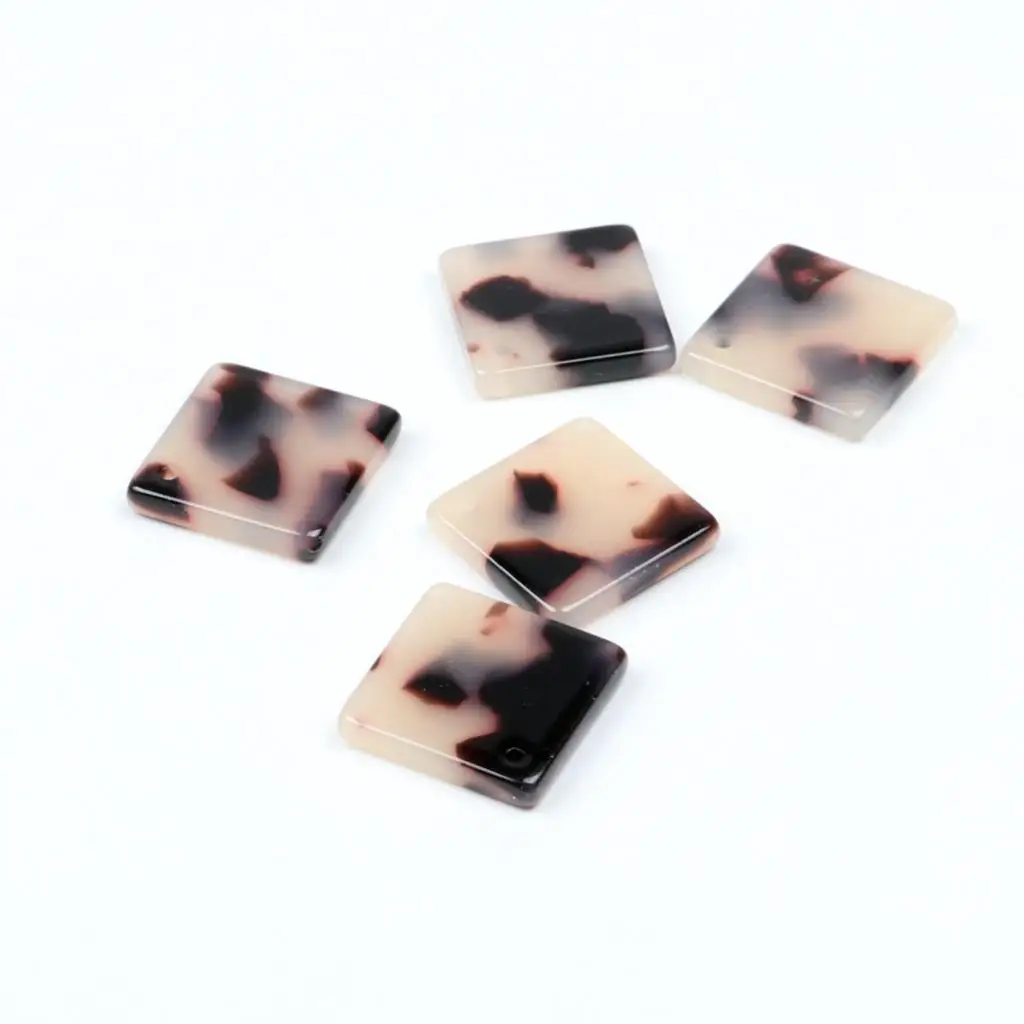 Leopard Print Tortoise Shell Charm Acetate Acrylic Bead Earring Parts