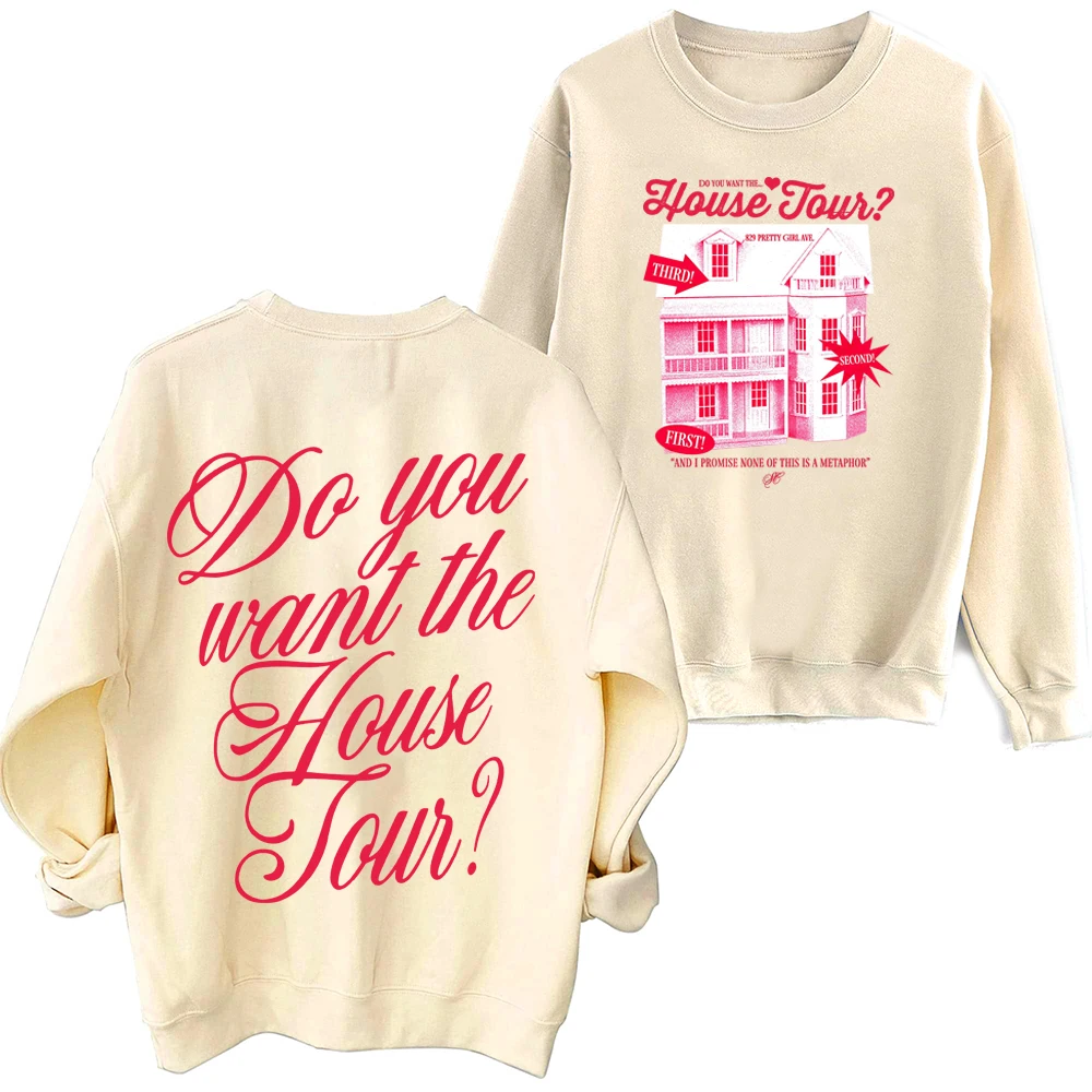 سويت شيرت سابرينا كاربنتر هل تريد جولة البيت هاراجوكو بياقة دائرية وأكمام طويلة وغطاء للرأس كبير الحجم #4