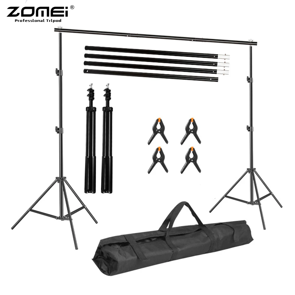 ZOMEI 2X2/3m Photo Video Studio Backdrop Background Stand, Adjustable Telescopic Background Support System with Carry Bag