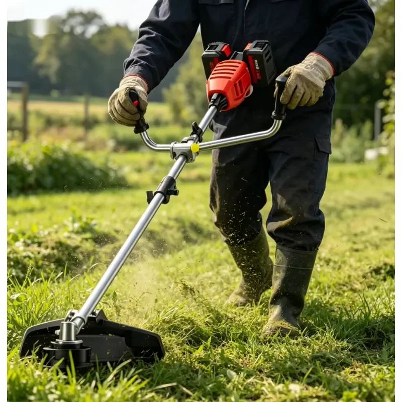 Customizable Dual Battery Handheld Power String Trimmer Brushless Cordless Grass Cutter With U Handle for Garden Yard Weeding