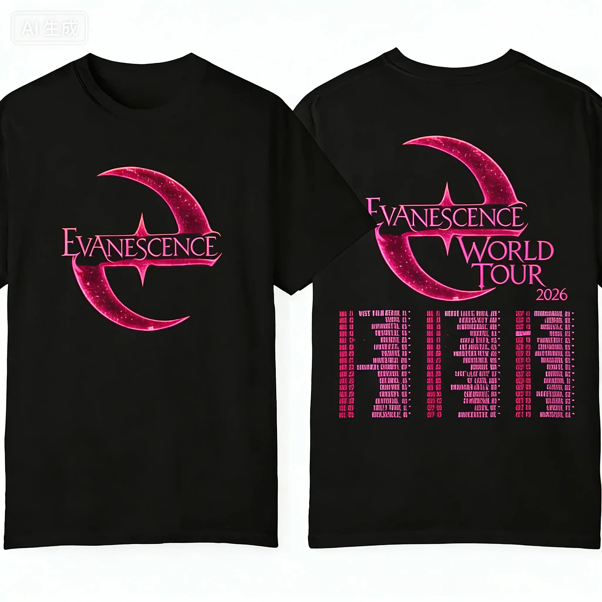 Camiseta de Algodão Puro do Concerto Evanescence Tour 2026, Confortável, Respirável, de Alta Qualidade, Isolada, Estilo Y2K