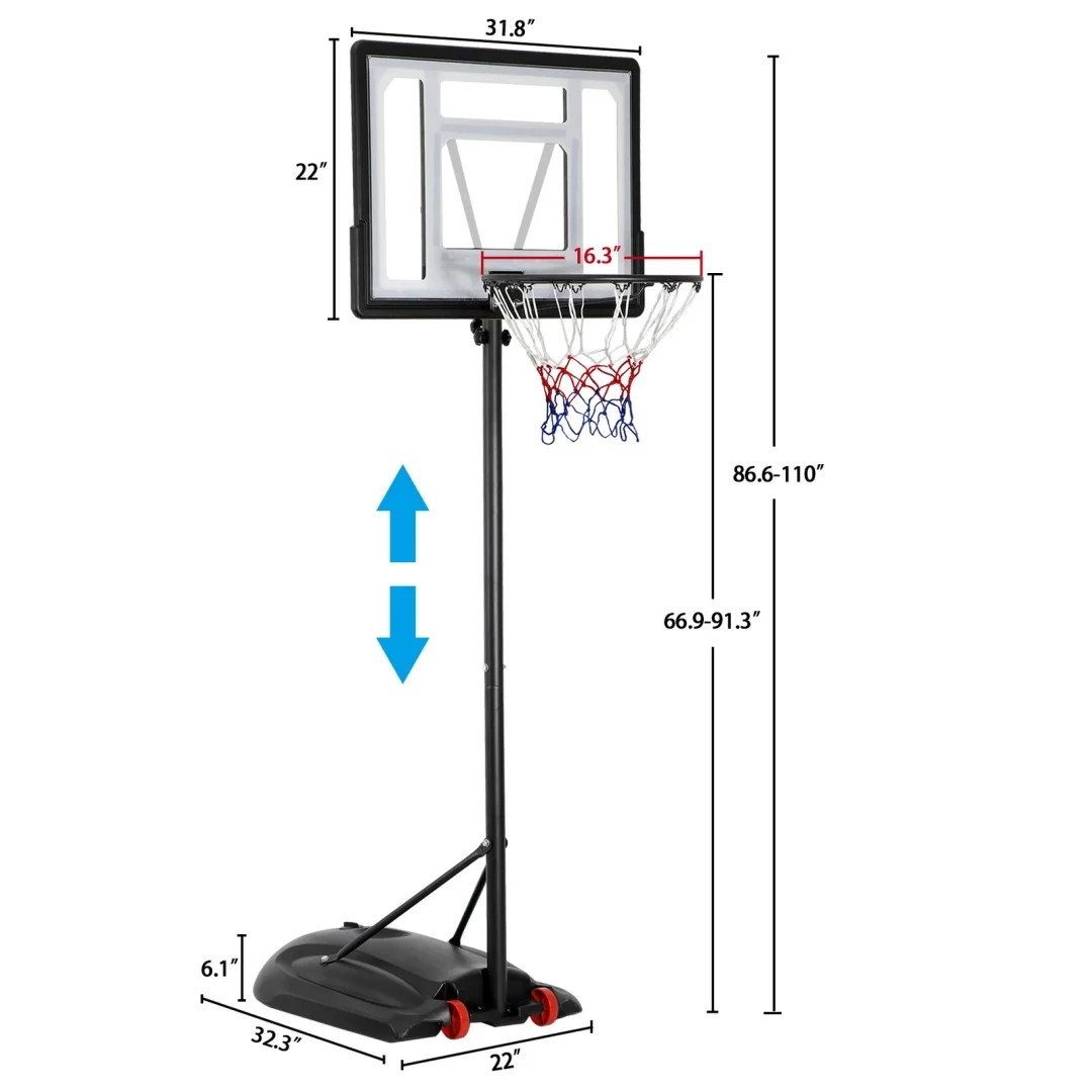Basketball Hoop Outdoor Adjustable 7 Ft/9FT Portable Basketball Goals Stand