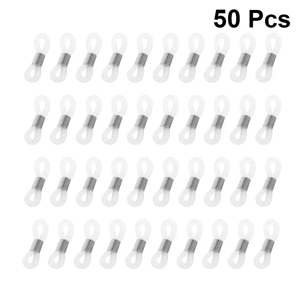 

50 pcs Eyeglass Anti-Slip Rings Stainless Steel Silicone Adjustable Grip For Glasses Chain Cord Holder Eyewear Accessories