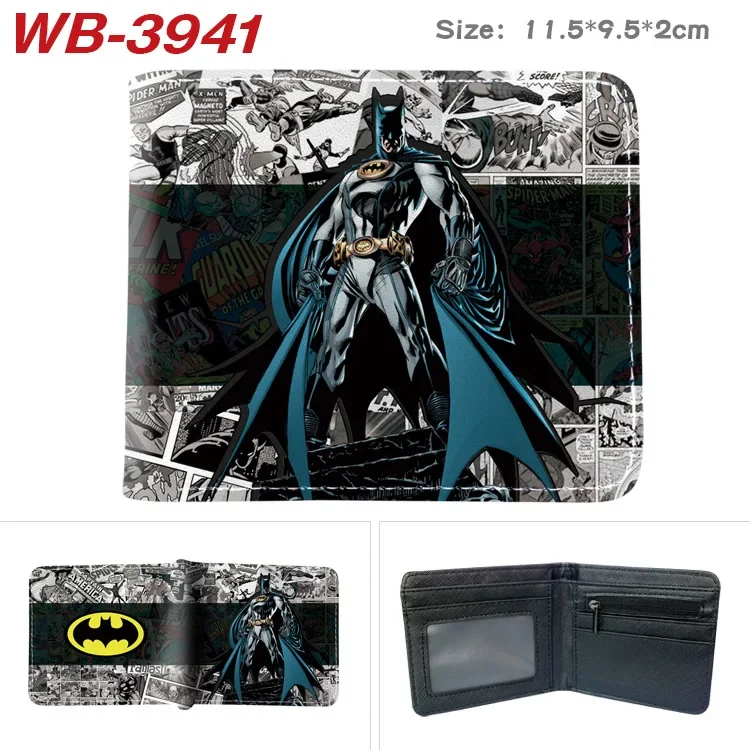 DC Super Hero Anime Figure Batman Superman Wonder Woman Justice League PU Leather Printed Short Card Holder Wallet Birthday Gift