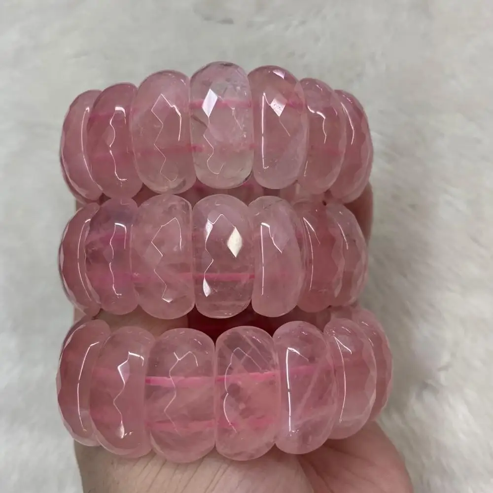 

Madagascar Natural Rose Quartz Bead Bracelet Women Girls Fashion Stone Handmade Strength Yoga Healing Energy Jewelry Gift