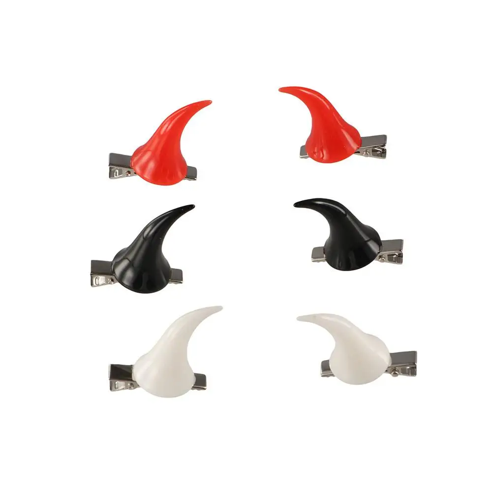 Gothic Dress Up Devil Horns Hair Clip Duckbill Clip Barrettes Halloween Headwear Red Black Cosplay Costume Hairpin Festival