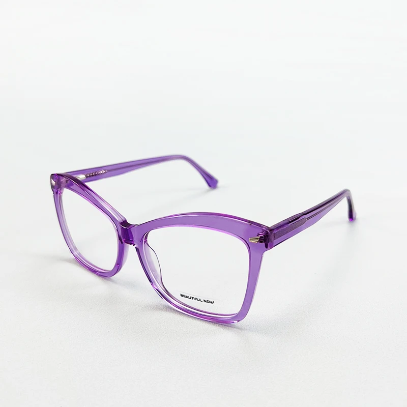 BEAUTIFUL NOW Monturas de anteojos con estampado de leopardo de acetato de gran tamaño y elegantes para lentes personalizadas graduadas