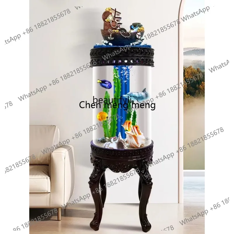 LHY26 ss Acrylic Household Fish Tank Small Light Luxury Cylindrical Desktop Ecological Self-Circulation Fish Globe