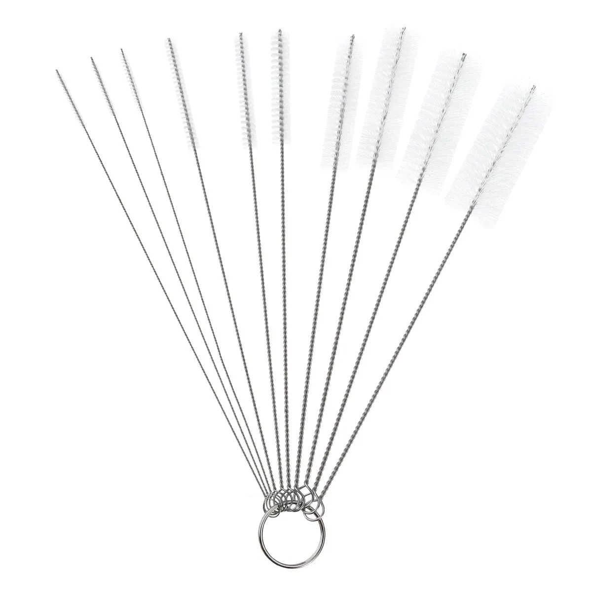 10Pcs Nylon Tube Cleaning Brush Set 20Cm Flexible Rod 10 Diameter Sizes 2Mm 3Mm 4Mm 5Mm 6Mm 8Mm 12Mm 16Mm 20Mm 24Mm for Straws