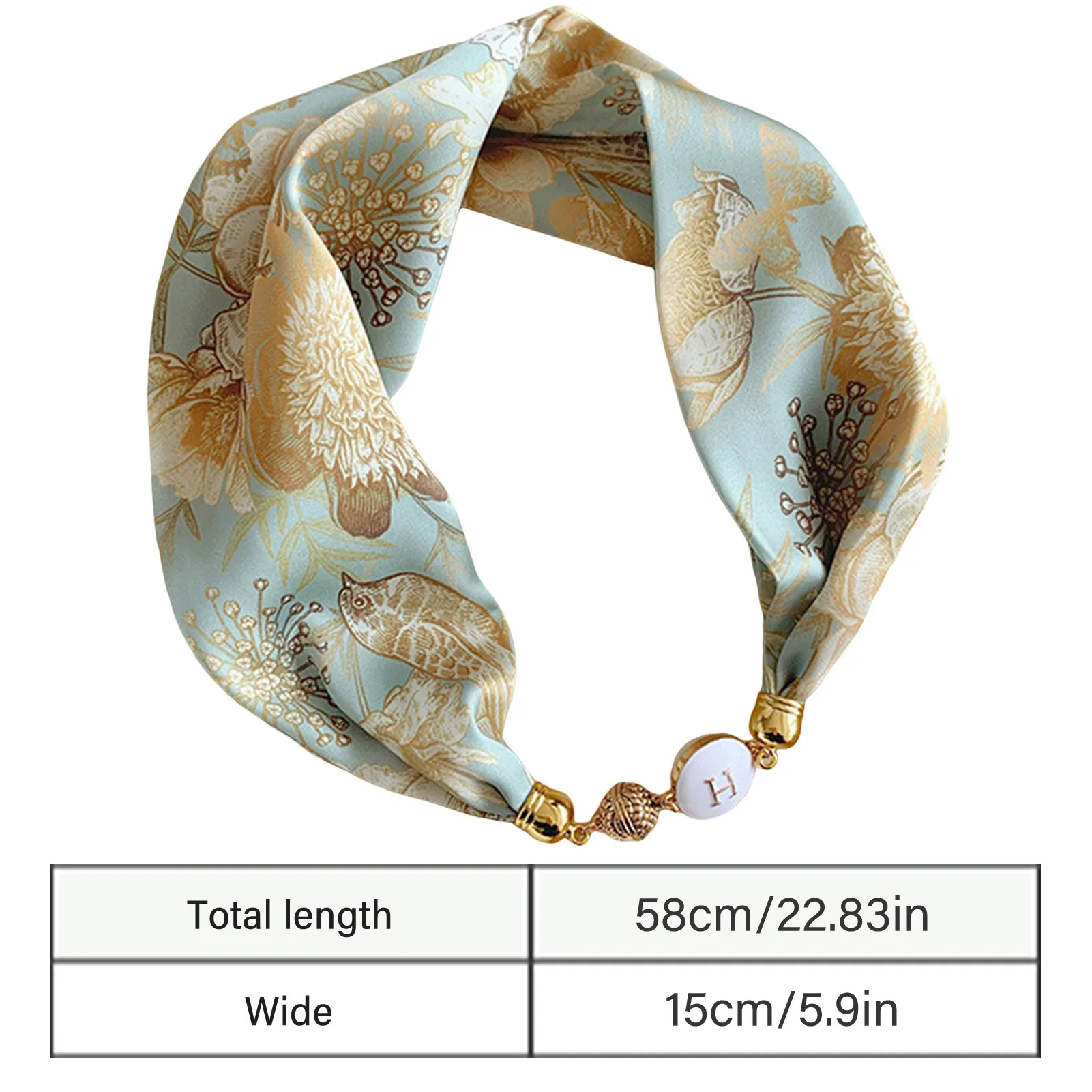 Pearl Buckle Printed Scarf Magnetic Snap Smooth  Friendly Shawl for Female Women Ladies Girls