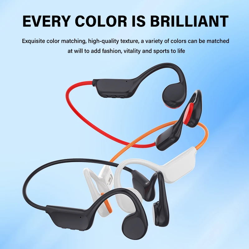 

Open Ear Wireless Sports Headphones with Mic and 32GB MP3 Waterproof for Swimming and Running LED Battery Indicator