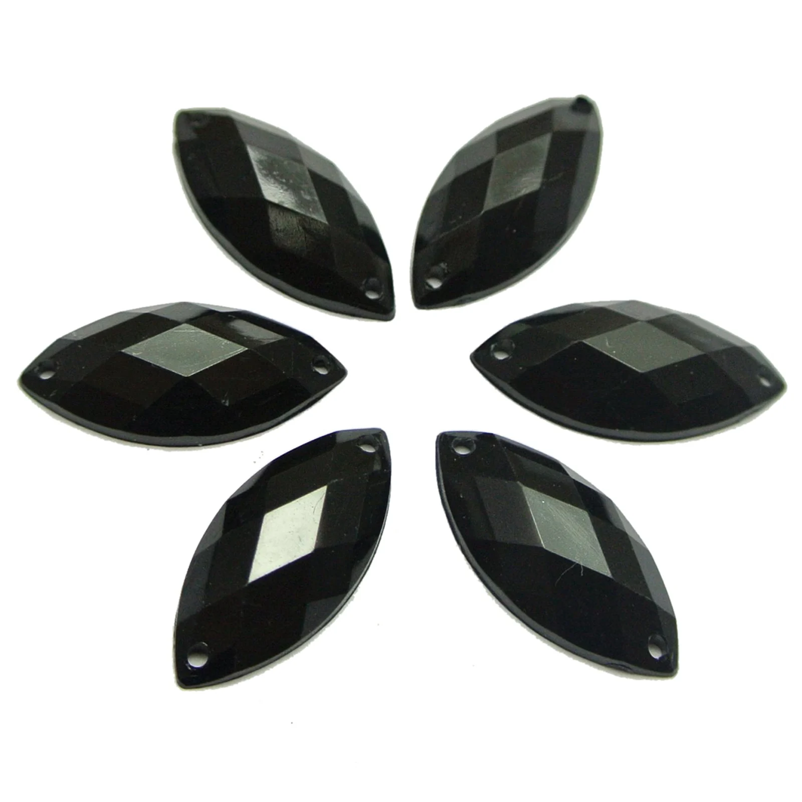 100 Mixed Color Flatback Acrylic Horse Eye Sewing Rhinestone Button 9X20mm Sew on beads