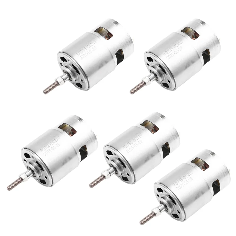

B08B-5Pcs 755 DC Motor For Weed Trimmer 21V Grass Cutter Motor With Long Shaft For Efficient Weed Cutting And Trimming