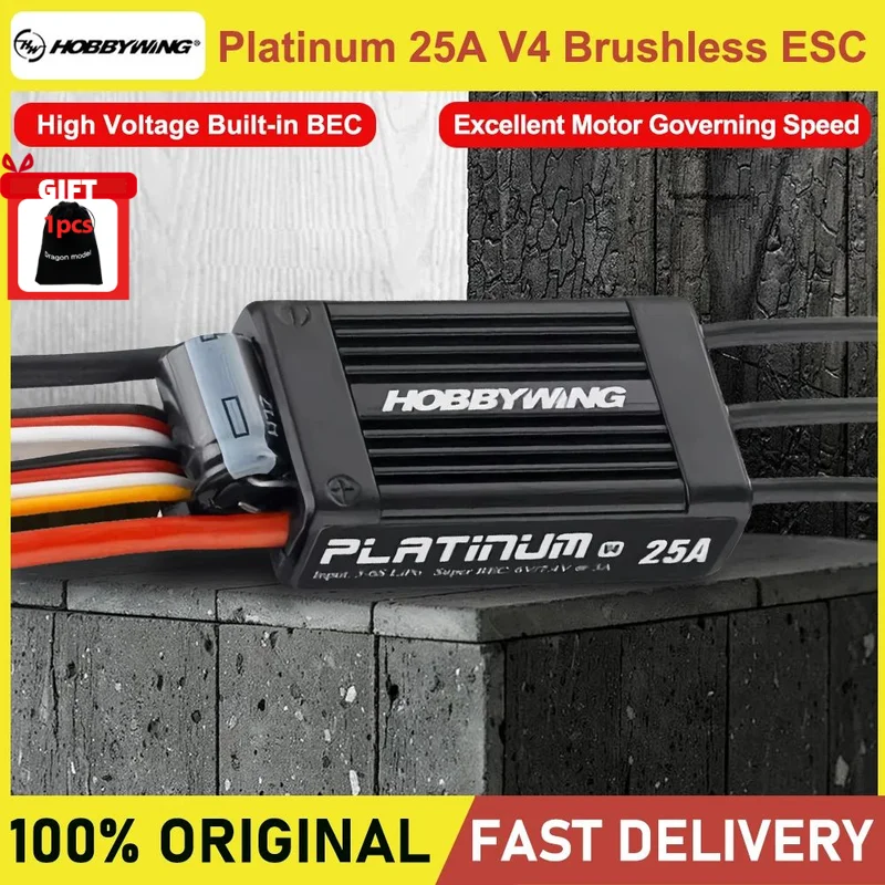 

Hobbywing Platinum 25A V4 Brushless Electronic Speed controller ESC for RC Drone Heli FPV Multi-Rotor