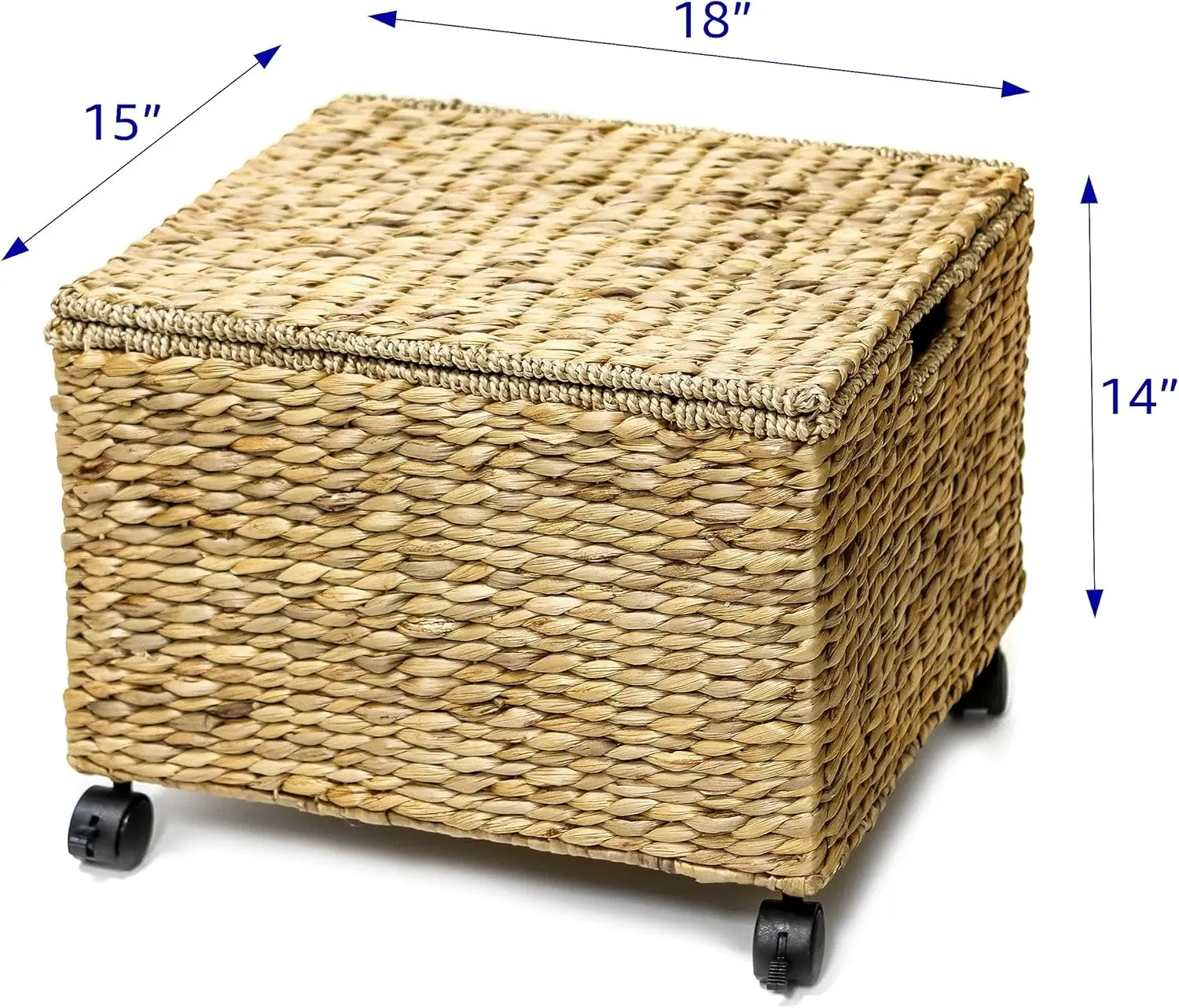 Woven Seagrass Rolling File Cabinet with Casters, Hanging Folder Storage Basket for Desk
