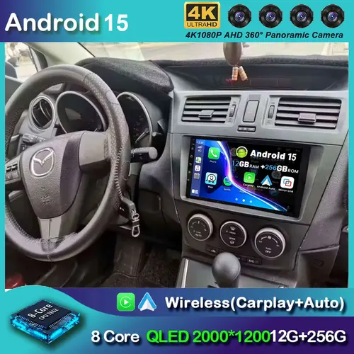Imagen 1 del producto Android 15 para Mazda 5 CW 2010 - 2015 Radio de coche reproductor de vídeo Multimedia navegación para Android Auto Carplay Wifi GPS estéreo