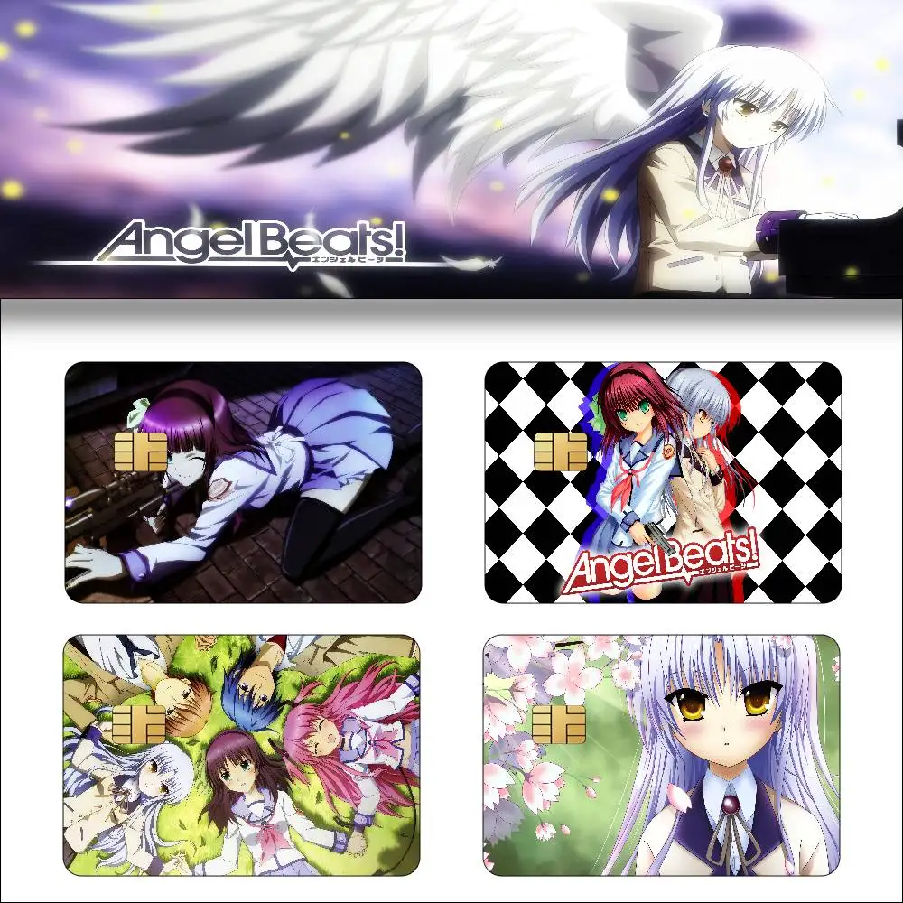 Anime Angel Beats! Anime 4pcs 1Set Film Skin Sticker Tape For Bank Credit Debit Card