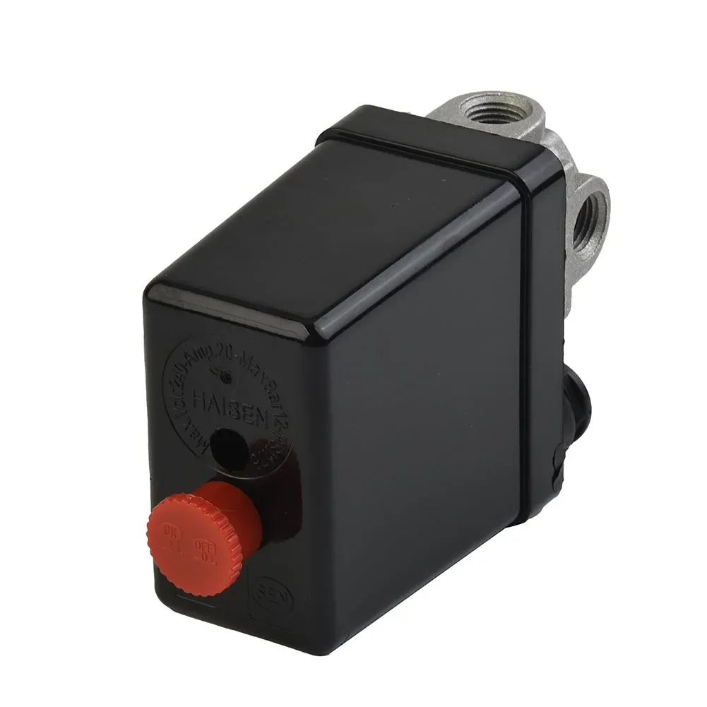 Air Compressor Pressure Switch 4 Female Air Inlet Ports 1/4” 8 Bar 220V 240V Control Valve Plastic Shell Auto On Off Button