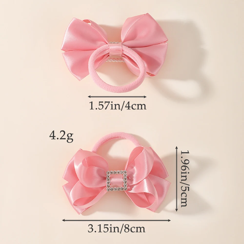 BABY BOWS 2 Stück/Set Kinder Mädchen Niedliche Doppelschichtige Schleifen-Haargummis Haarbänder Kinder Basis-Pferdeschwanz-Kopfschmuck Haaraccessoires – Detail 3