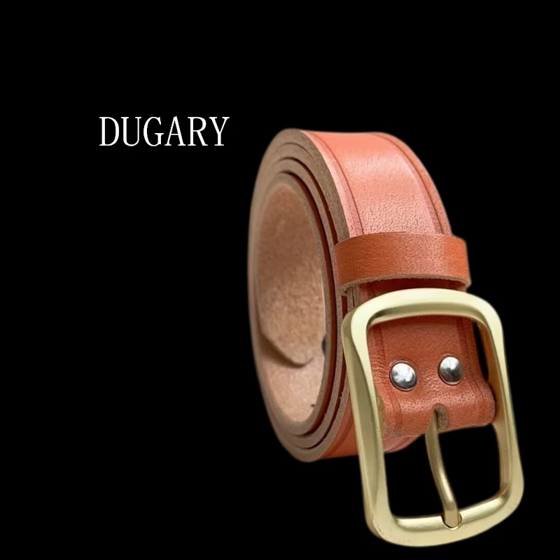 DUGARY Men vintage Leather Belt Metal Business Fashion Long length 120-160cm first layer Cowskin Waist Strap Jeans Men Belt
