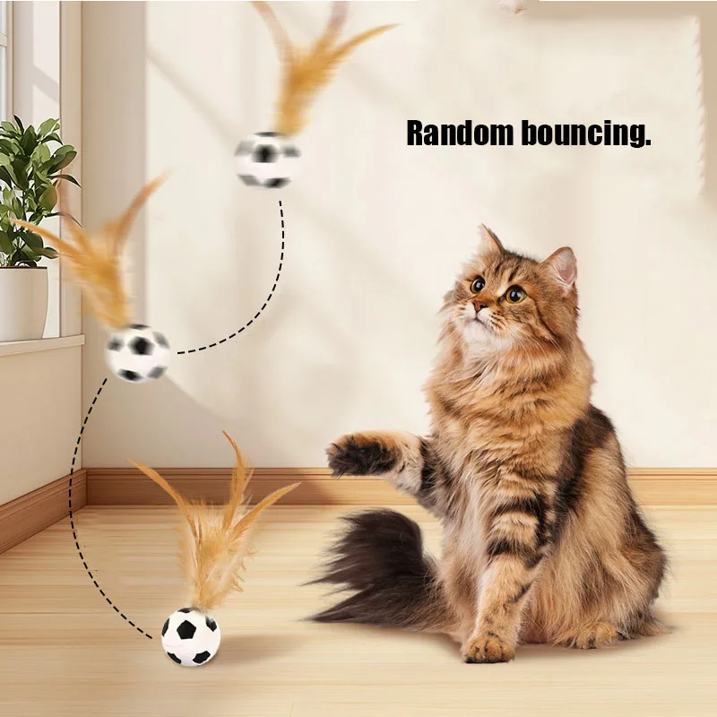 

Feather Stick Cat Interactive Bouncy Ball Feather Tossing Ball Cat Self Relief Toys Feather Catnip Interactive Toys for Cats