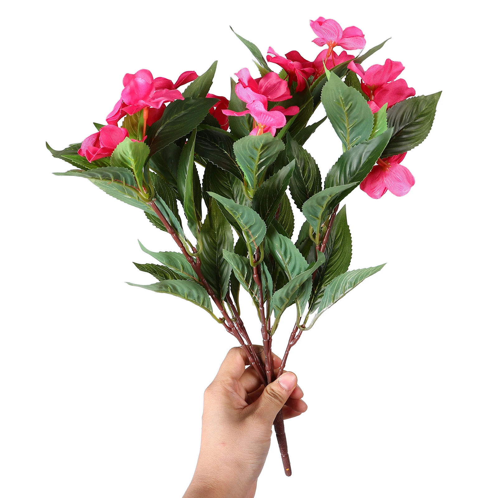 

5pcs Artificial Silk Impatiens Flowers Outdoor Decor Balcony Patio Plants Spring Summer Faux Boxes