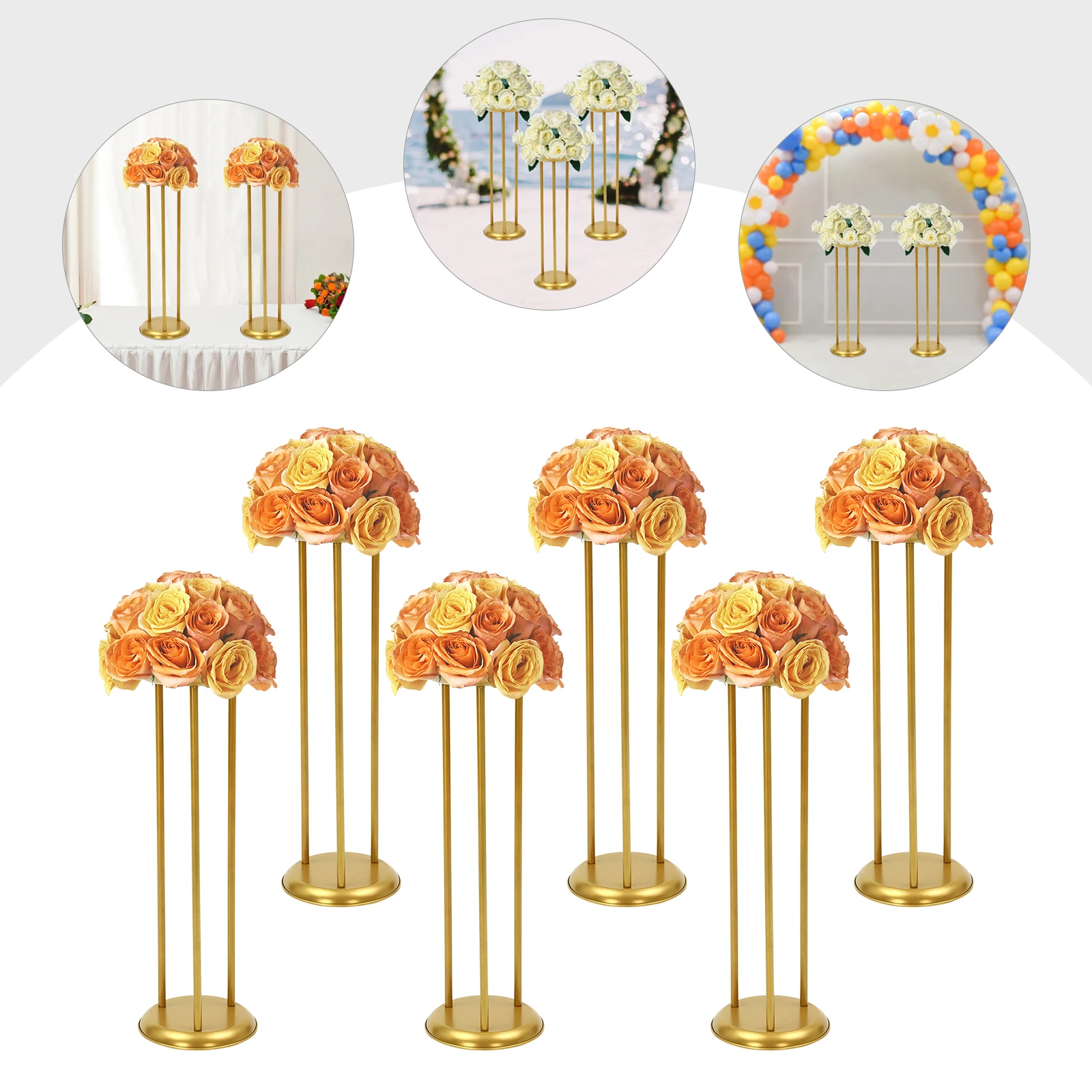 6 Pcs Flower Display Stand, Column Flower Stand Gold Centerpiece  Decor Floor Vase Flower Holder for Wedding Home Party