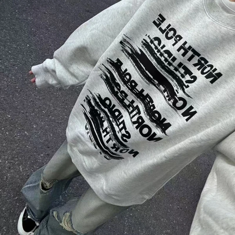 

American Vintage Print Letter Pullover Long Sleeve Women Casual O-Neck Streetwear Top Y2k Retro Punk Style Slim 2025 Autumn