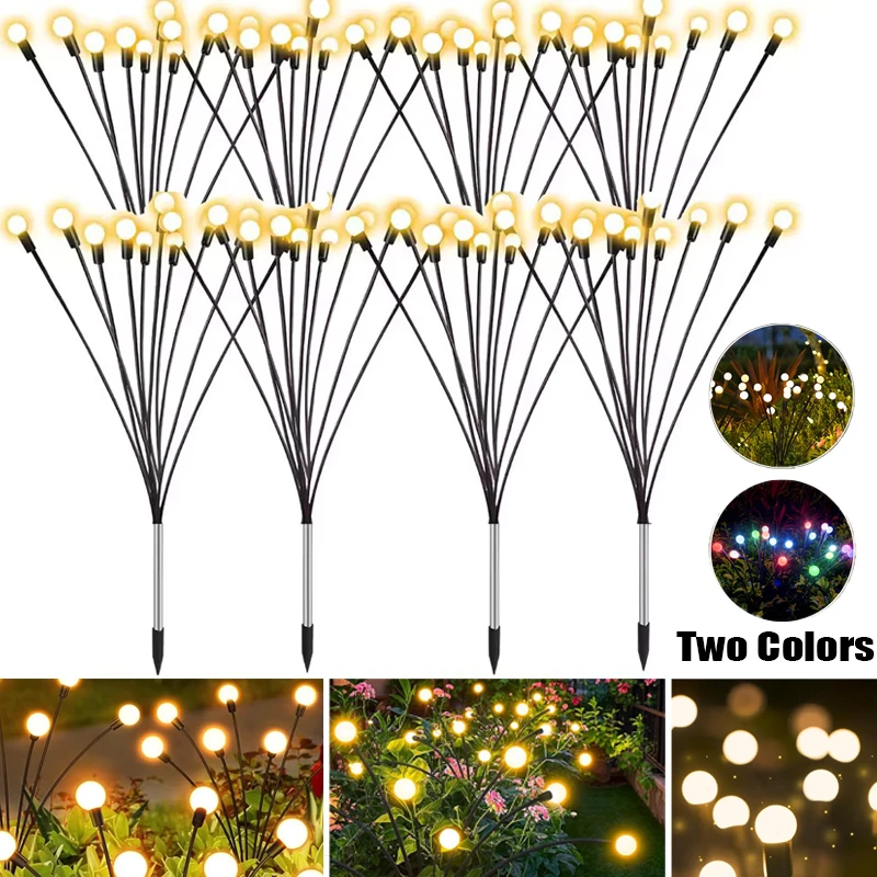 Outdoor Lights Solar Garden Lamp LED Firefly Ground Plug Lamp IP65 Waterproof for Landscape Courtyard Holiday Light Decor